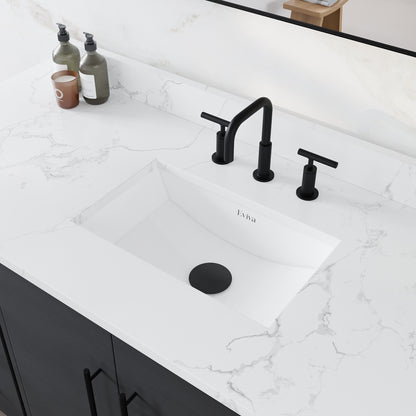 Graham 60 in. Blackwood Single Sink Bath Vanity with Arabescato Engineered Stone Top and Undermount Porcelain Sink - Bathroom Vanity by Eviva