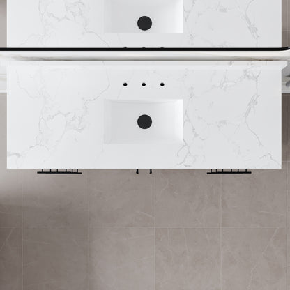Graham 60 in. Blackwood Single Sink Bath Vanity with Arabescato Engineered Stone Top and Undermount Porcelain Sink - Bathroom Vanity by Eviva