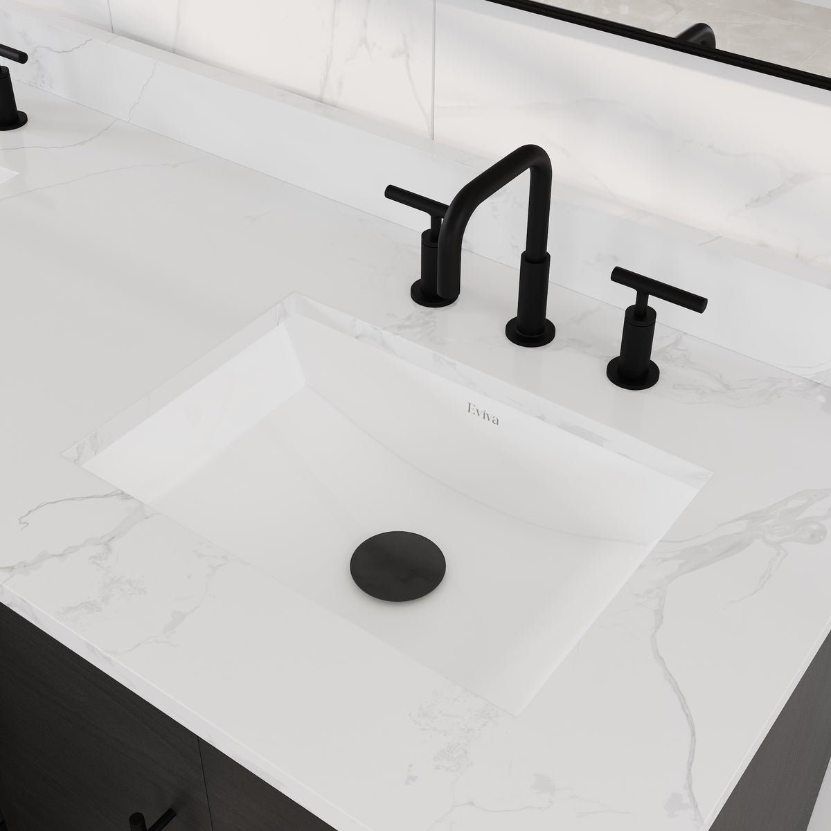 Graham 60 in. Blackwood Double Sink Bath Vanity with Arabescato Engineered Stone Top and Undermount Porcelain Sinks - Bathroom Vanity by Eviva