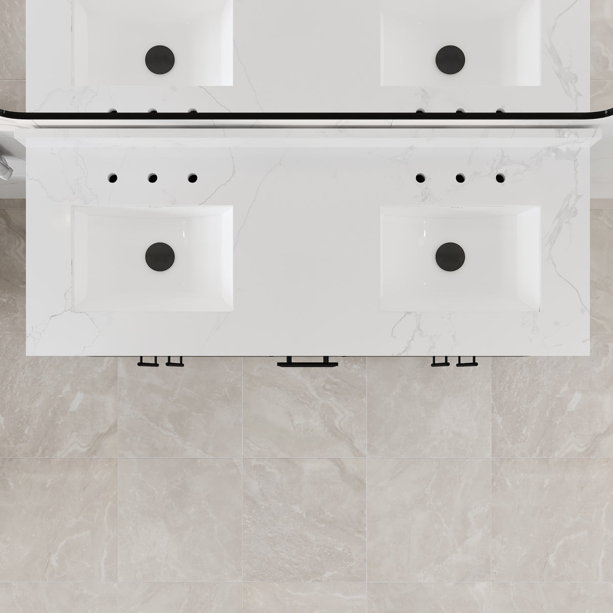 Graham 60 in. Blackwood Double Sink Bath Vanity with Arabescato Engineered Stone Top and Undermount Porcelain Sinks - Bathroom Vanity by Eviva
