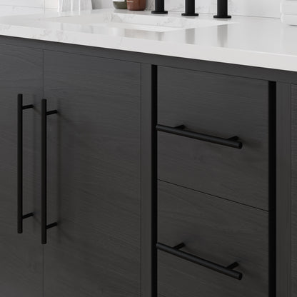 Graham 60 in. Blackwood Double Sink Bath Vanity with Arabescato Engineered Stone Top and Undermount Porcelain Sinks - Bathroom Vanity by Eviva