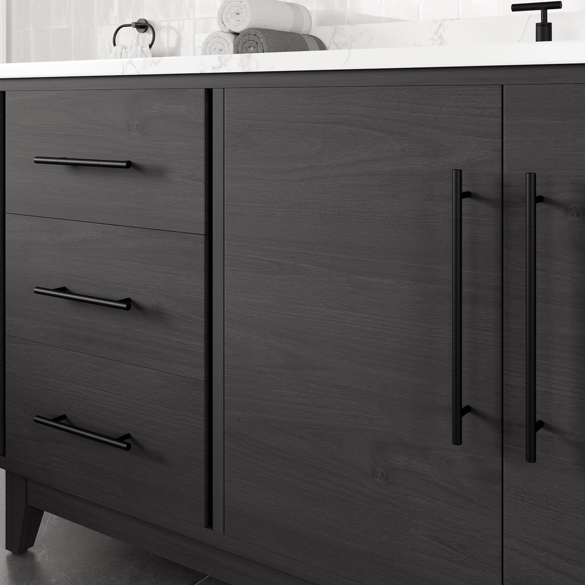 Graham 72 in. Blackwood Single Sink Bath Vanity with Arabescato Engineered Stone Top and Undermount Porcelain Sink - Bathroom Vanity by Eviva
