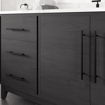 Graham 72 in. Blackwood Single Sink Bath Vanity with Arabescato Engineered Stone Top and Undermount Porcelain Sink - Bathroom Vanity by Eviva