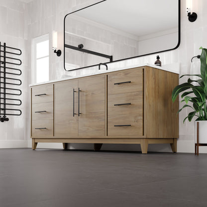 Graham 72 in. Oak Single Sink Bath Vanity with Arabescato Engineered Stone Top and Undermount Porcelain Sink - Bathroom Vanity by Eviva