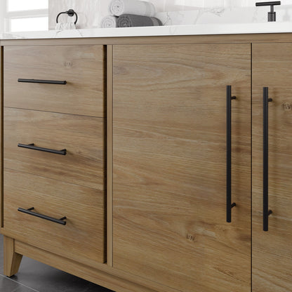 Graham 72 in. Oak Single Sink Bath Vanity with Arabescato Engineered Stone Top and Undermount Porcelain Sink - Bathroom Vanity by Eviva