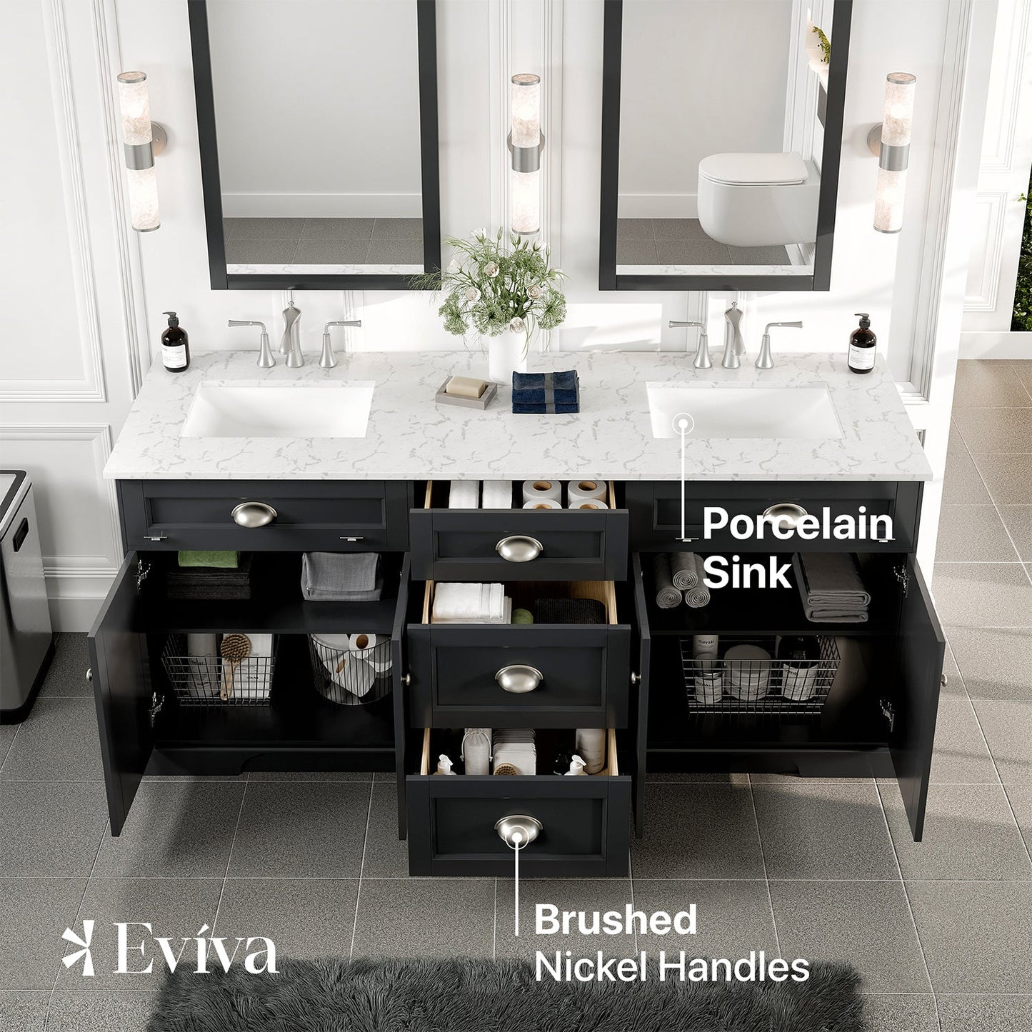 Eviva Epic Transitional Charcoal Grey Bathroom Vanity
