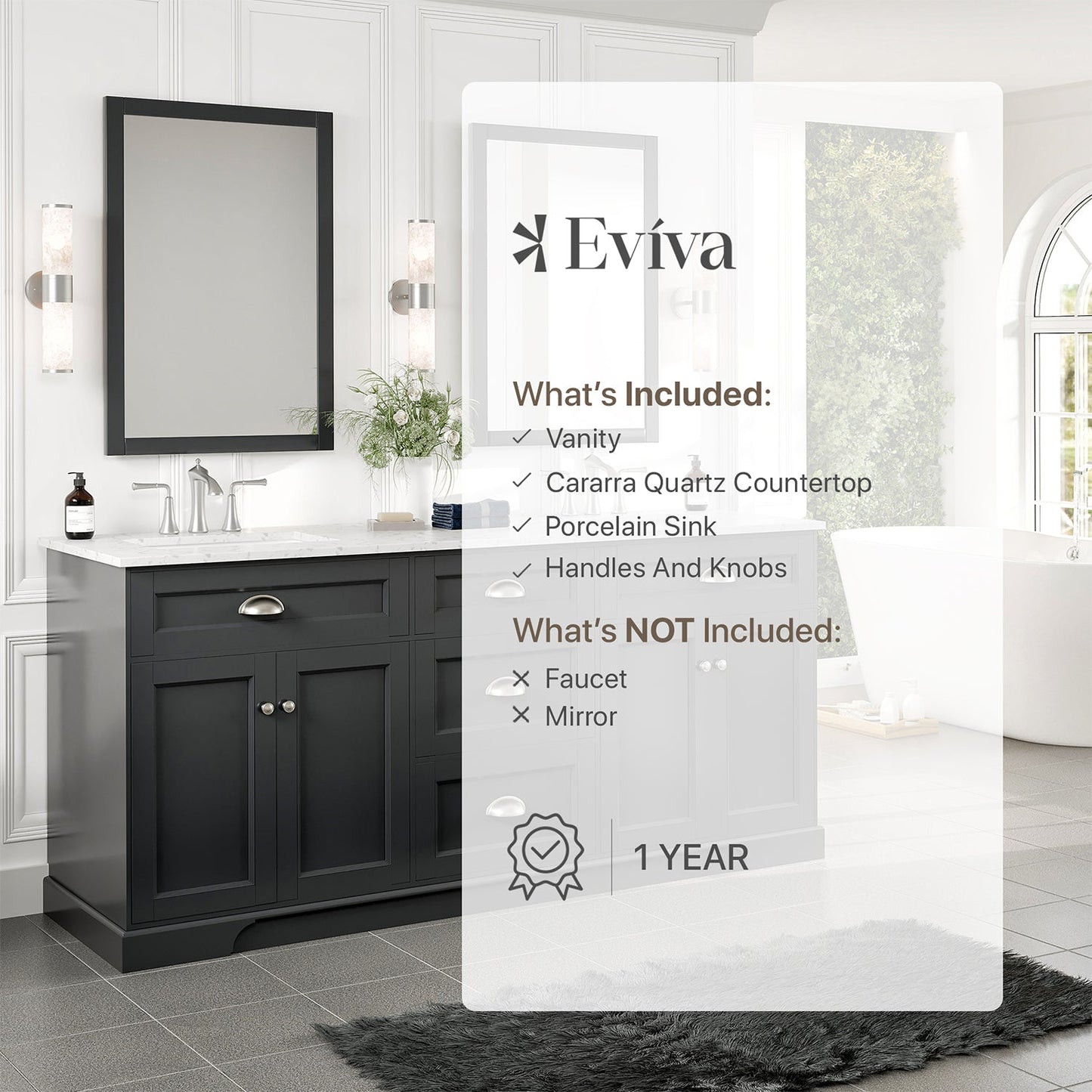 Eviva Epic Transitional Charcoal Grey Bathroom Vanity