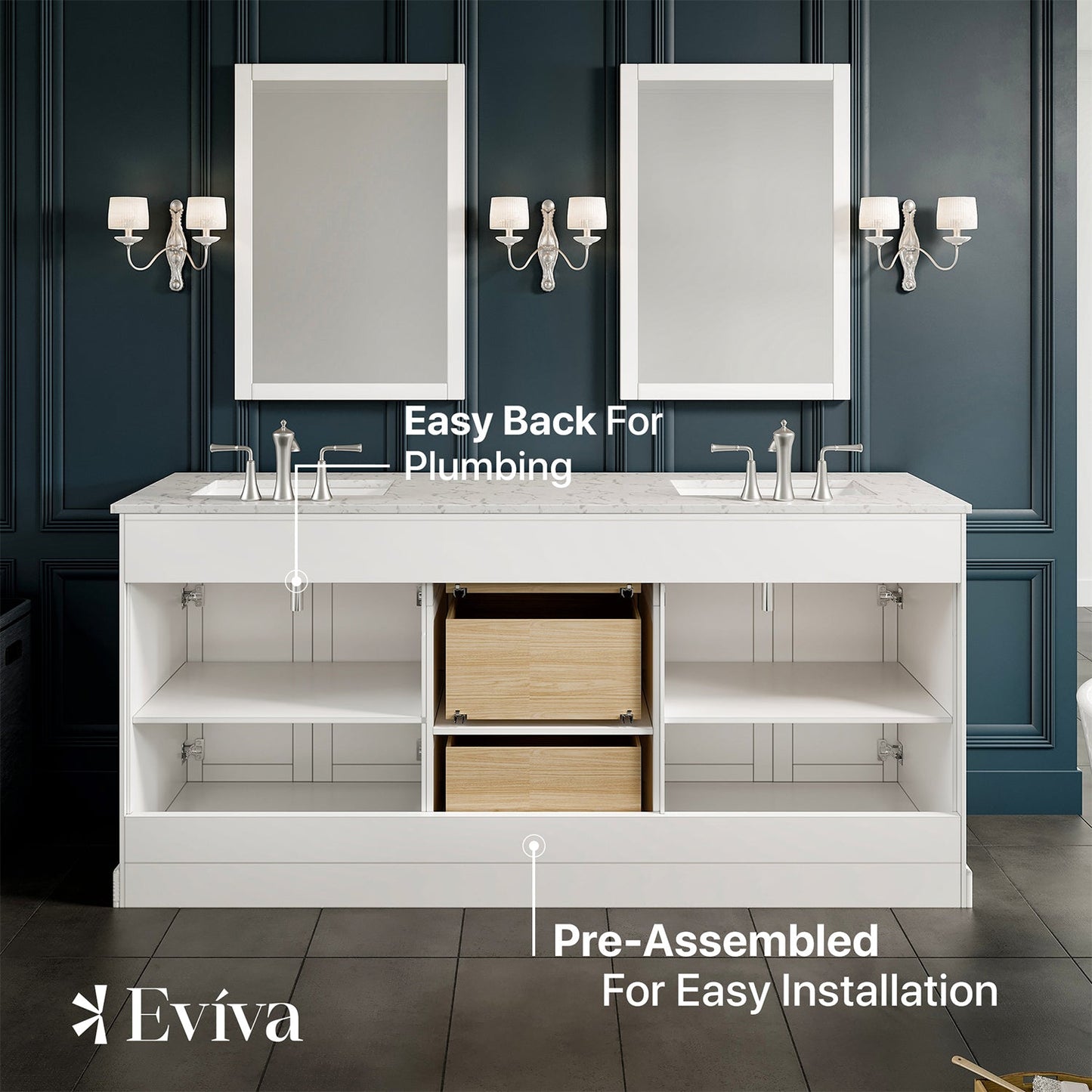 Eviva Epic Transitional White Bathroom Vanity