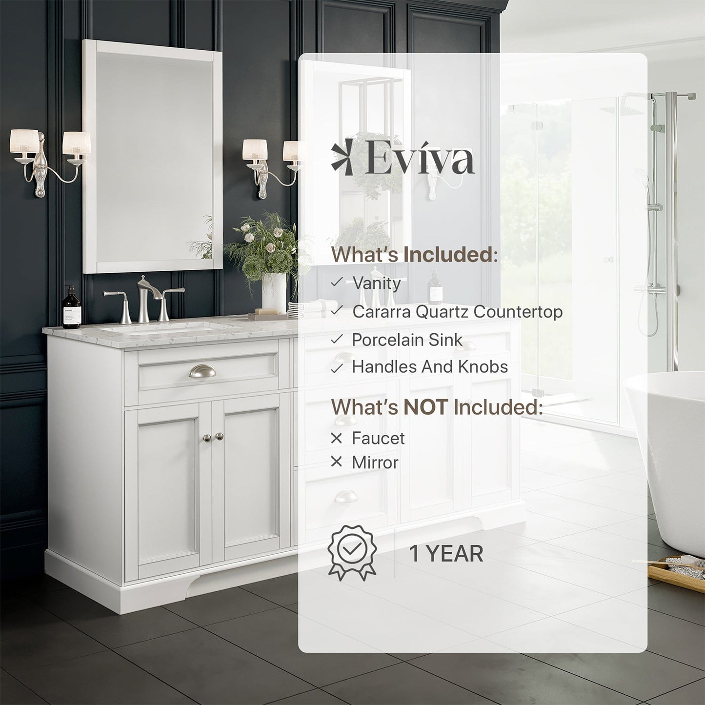 Eviva Epic Transitional White Bathroom Vanity