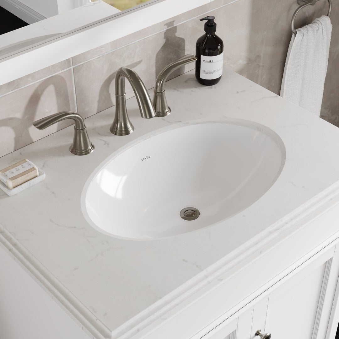 Elite Stamford 30 in. White Single Sink Bath Vanity with Carrara Quartz Top and Undermount Porcelain Sink