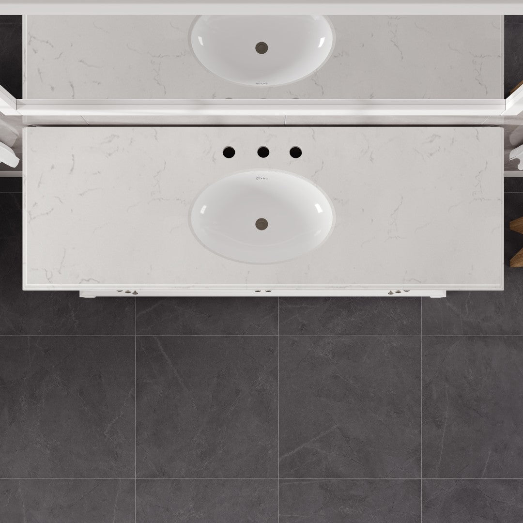 Elite Stamford 60 in. White Single Sink Bath Vanity with Carrara Quartz Top and Undermount Porcelain Sink