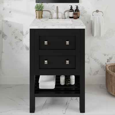 Natalie 24"W x 22"D Espresso Bathroom Vanity with White Carrara Marble Countertop and Undermount Porcelain Sink