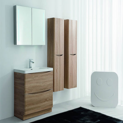 Smile 30"W x 19"D White Oak Wall Mount Bathroom Vanity with White Acrylic Countertop and Integrated Sink