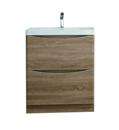 Smile 30"W x 19"D White Oak Wall Mount Bathroom Vanity with White Acrylic Countertop and Integrated Sink