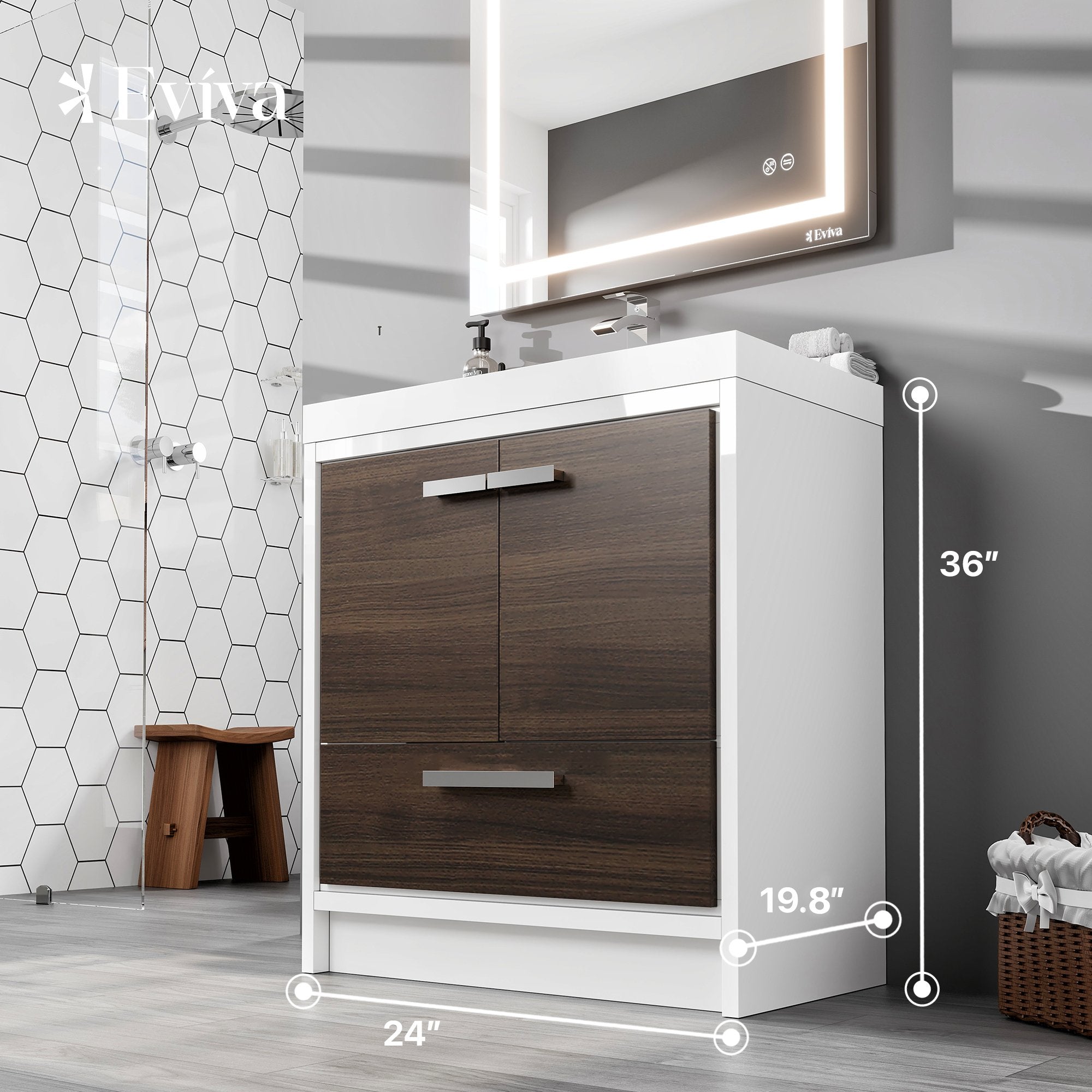 Grace 24 in. Gray Oak Single Sink Bath Vanity with Acrylic Top and Integrated Sink