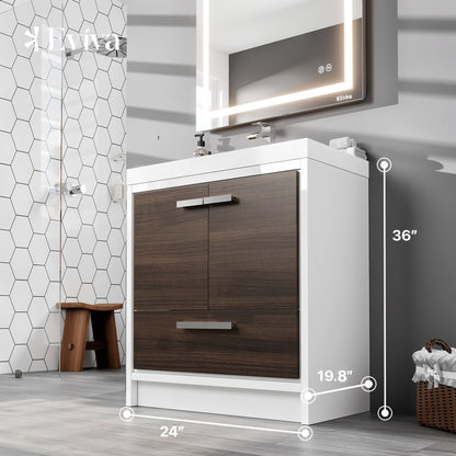Grace 24 in. Gray Oak Single Sink Bath Vanity with Acrylic Top and Integrated Sink