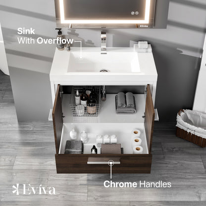 Grace 24 in. Gray Oak Single Sink Bath Vanity with Acrylic Top and Integrated Sink