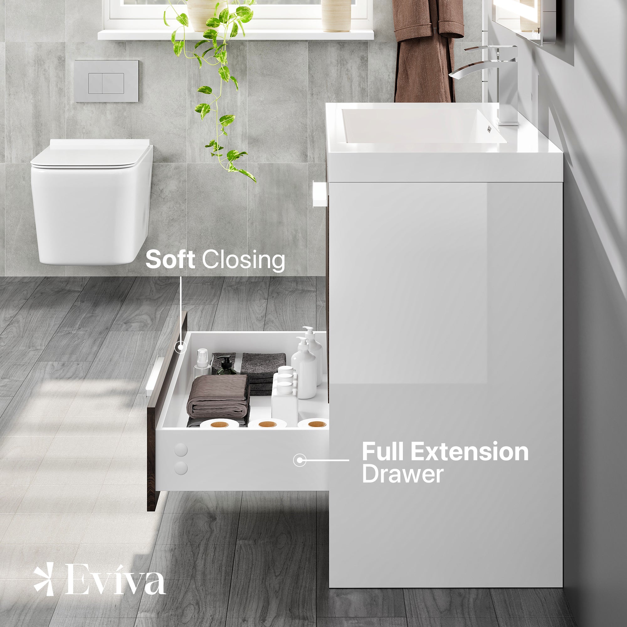 Grace 24 in. Gray Oak Single Sink Bath Vanity with Acrylic Top and Integrated Sink