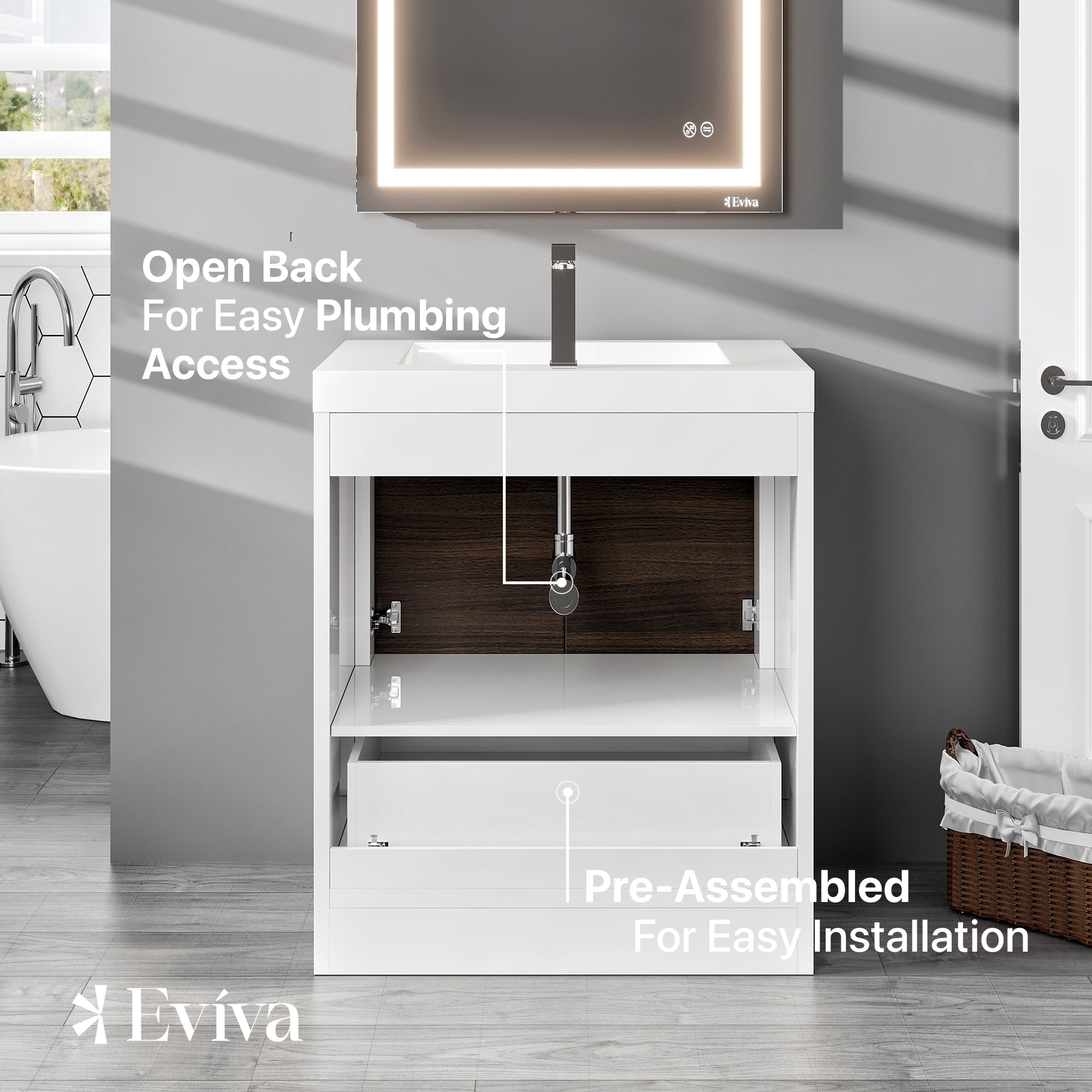 Grace 24 in. Gray Oak Single Sink Bath Vanity with Acrylic Top and Integrated Sink