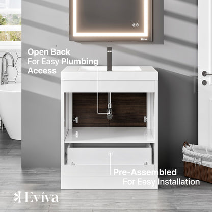 Grace 24 in. Gray Oak Single Sink Bath Vanity with Acrylic Top and Integrated Sink