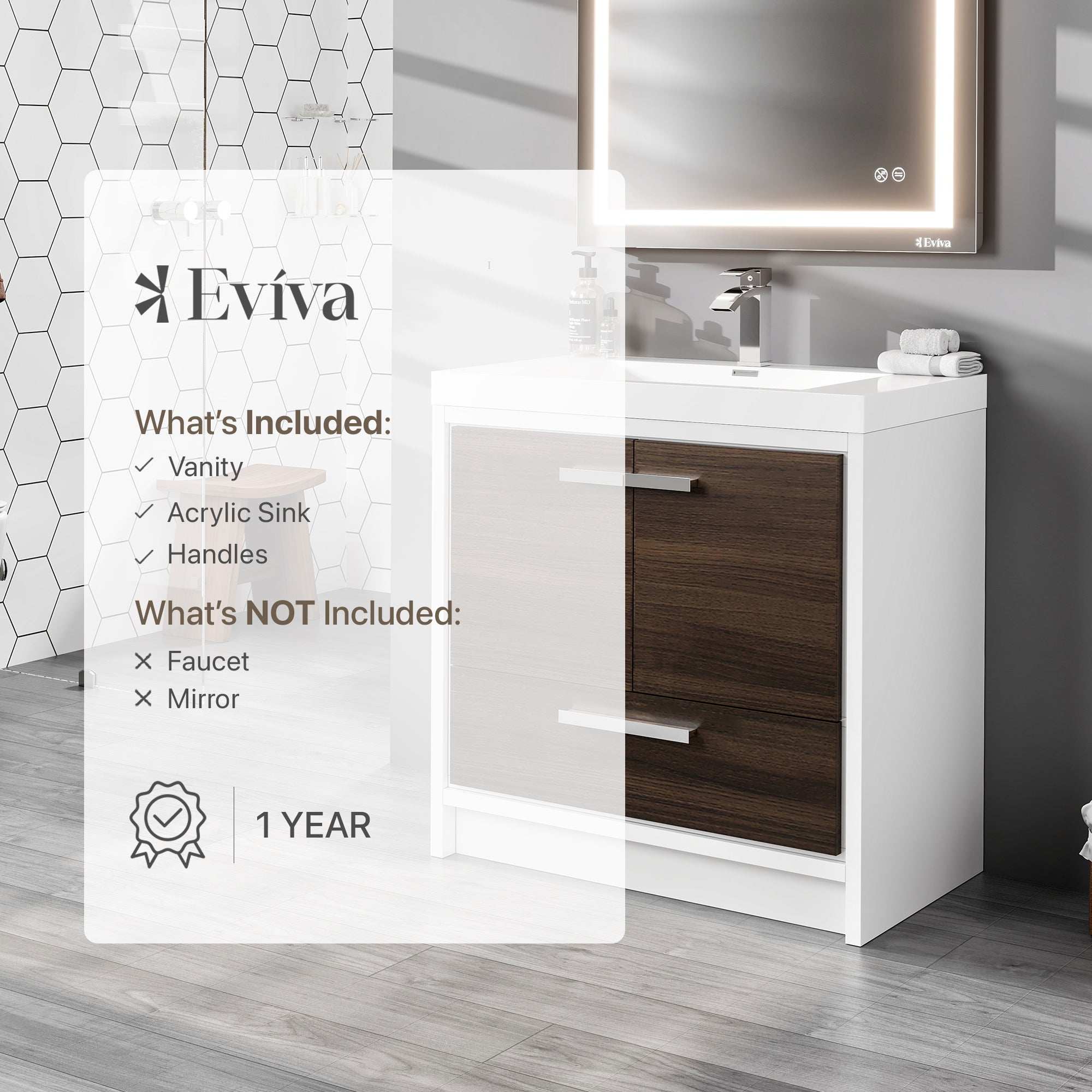 Grace 24 in. Gray Oak Single Sink Bath Vanity with Acrylic Top and Integrated Sink
