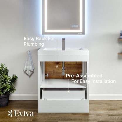 Grace 24 in. Natural Oak Single Sink Bath Vanity with Acrylic Top and Integrated Sink