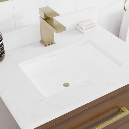 Curio 24 in. Walnut Single Sink Bath Vanity with Arabescato Engineered Stone Top and Undermount Porcelain Sink - Bathroom Vanity by Eviva