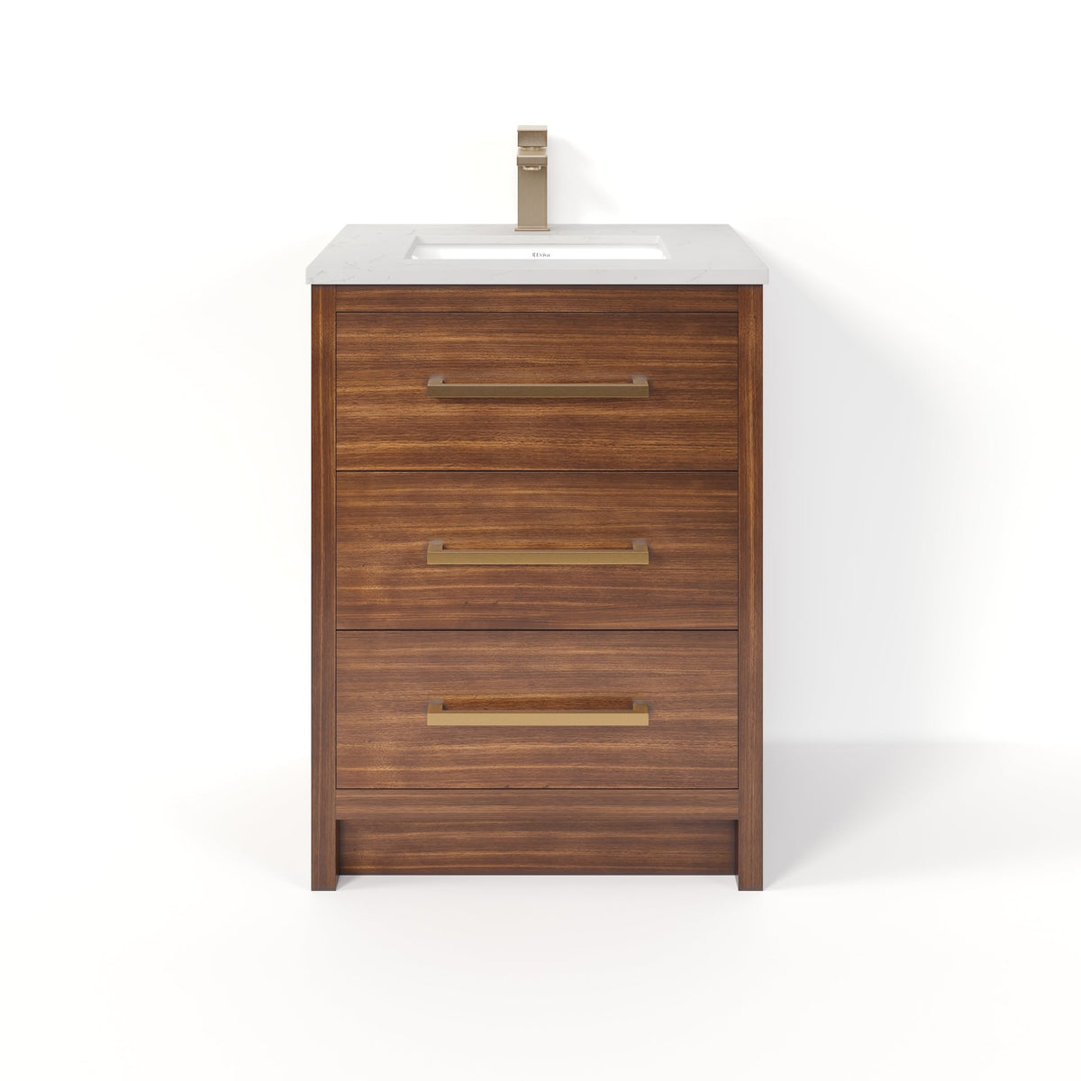 Curio 26 in. Walnut Single Sink Bath Vanity with Arabescato Engineered Stone Top and Undermount Porcelain Sink - Bathroom Vanity by Eviva