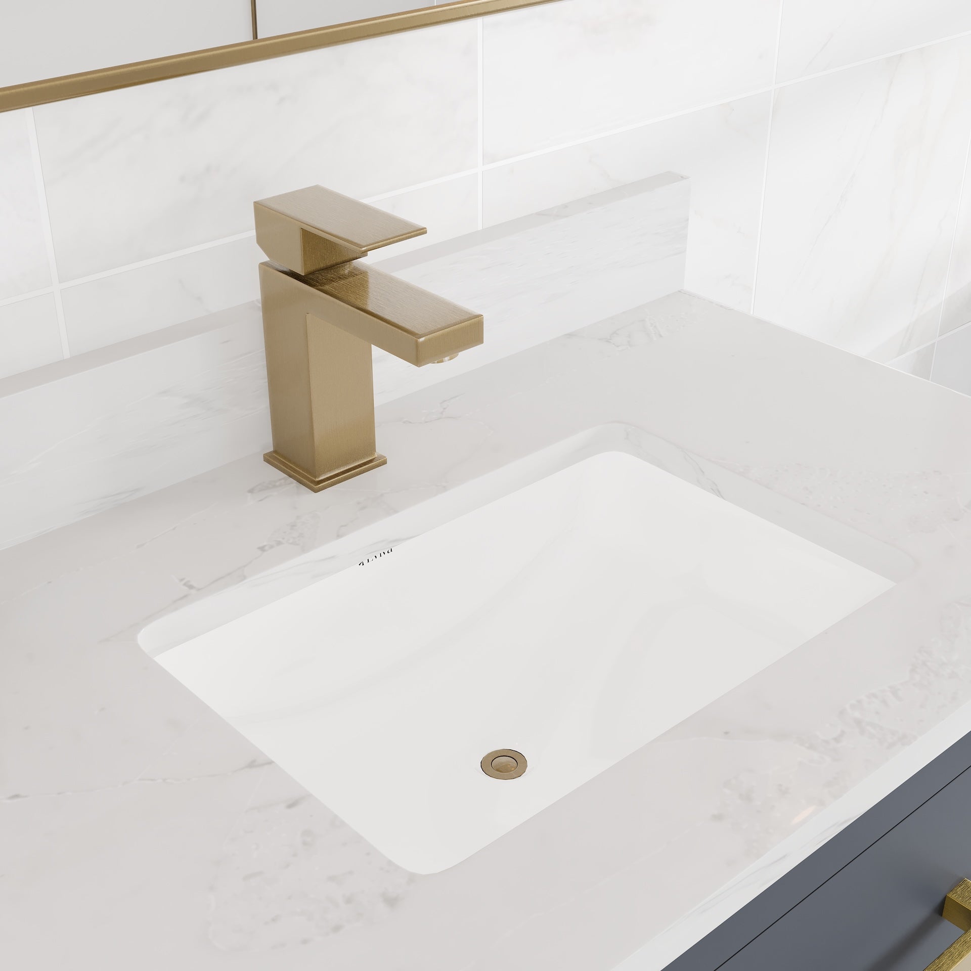 Curio 30 in. Dark Blue Single Sink Bath Vanity with Arabescato Engineered Stone Top and Undermount Porcelain Sink - Bathroom Vanity by Eviva