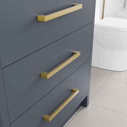Curio 30 in. Dark Blue Single Sink Bath Vanity with Arabescato Engineered Stone Top and Undermount Porcelain Sink - Bathroom Vanity by Eviva