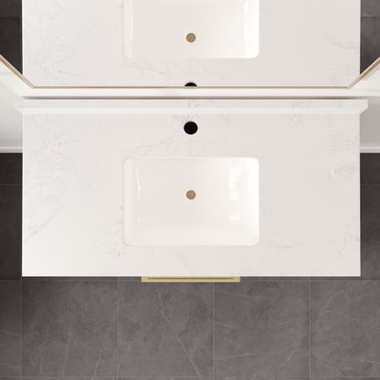 Curio 36 in. Dark Blue Single Sink Bath Vanity with Arabescato Engineered Stone Top and Undermount Porcelain Sink - Bathroom Vanity by Eviva