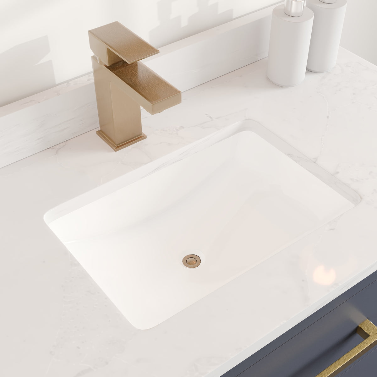Curio 36 in. Dark Blue Single Sink Bath Vanity with Arabescato Engineered Stone Top and Undermount Porcelain Sink - Bathroom Vanity by Eviva