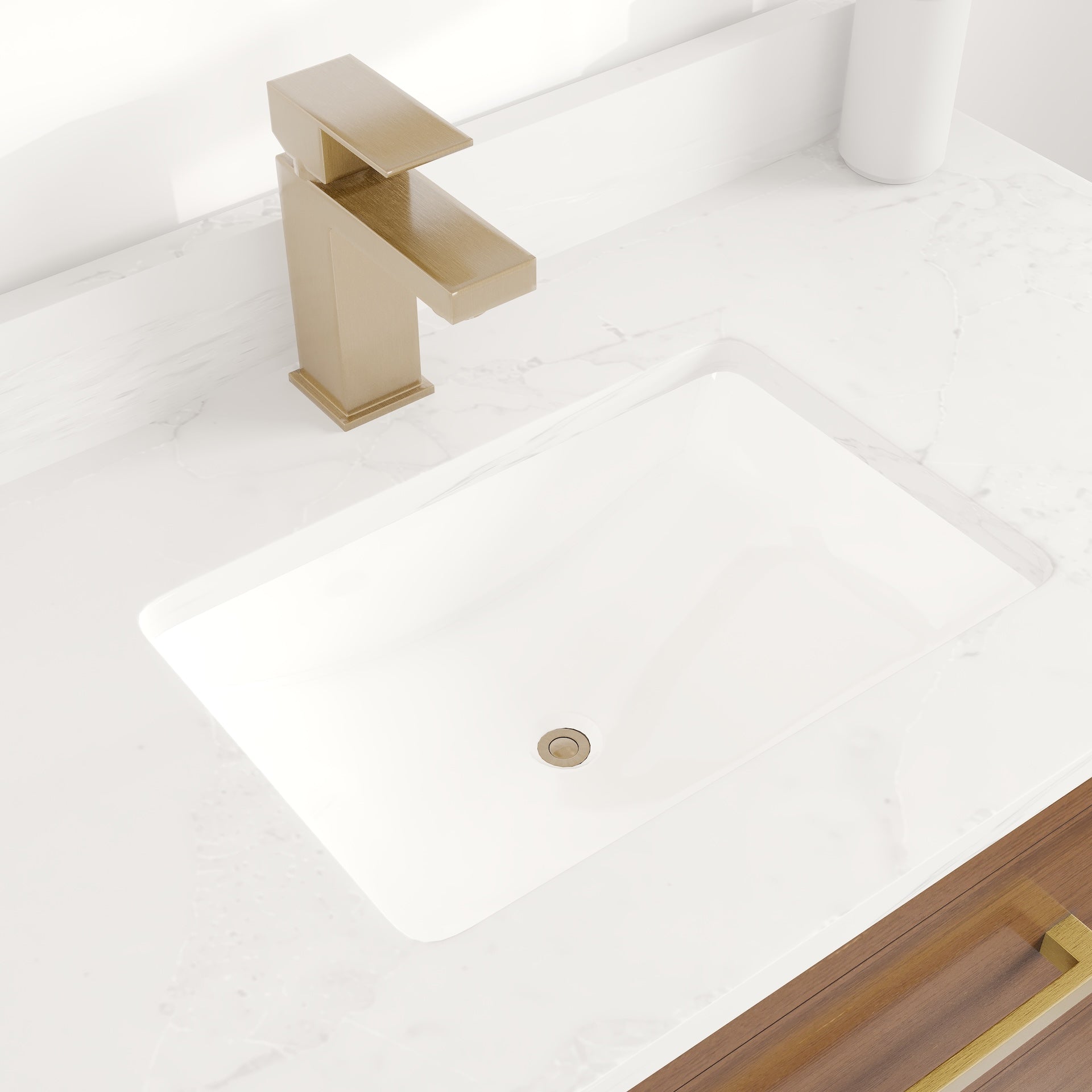 Curio 36 in. Walnut Single Sink Bath Vanity with Arabescato Engineered Stone Top and Undermount Porcelain Sink - Bathroom Vanity by Eviva