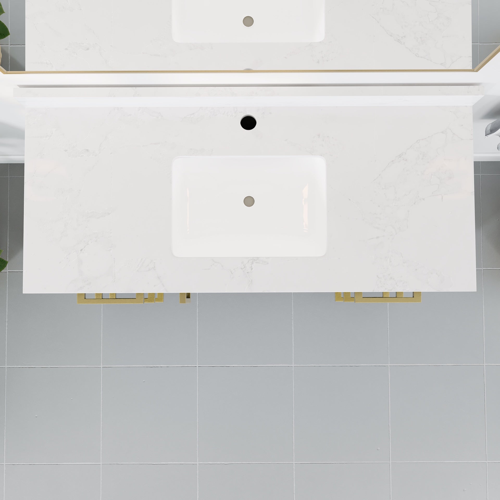 Curio 42 in. Dark Blue Single Sink Bath Vanity with Arabescato Engineered Stone Top and Undermount Porcelain Sink - Bathroom Vanity by Eviva