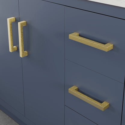Curio 48 in. Dark Blue Single Sink Bath Vanity with Arabescato Engineered Stone Top and Undermount Porcelain Sink - Bathroom Vanity by Eviva