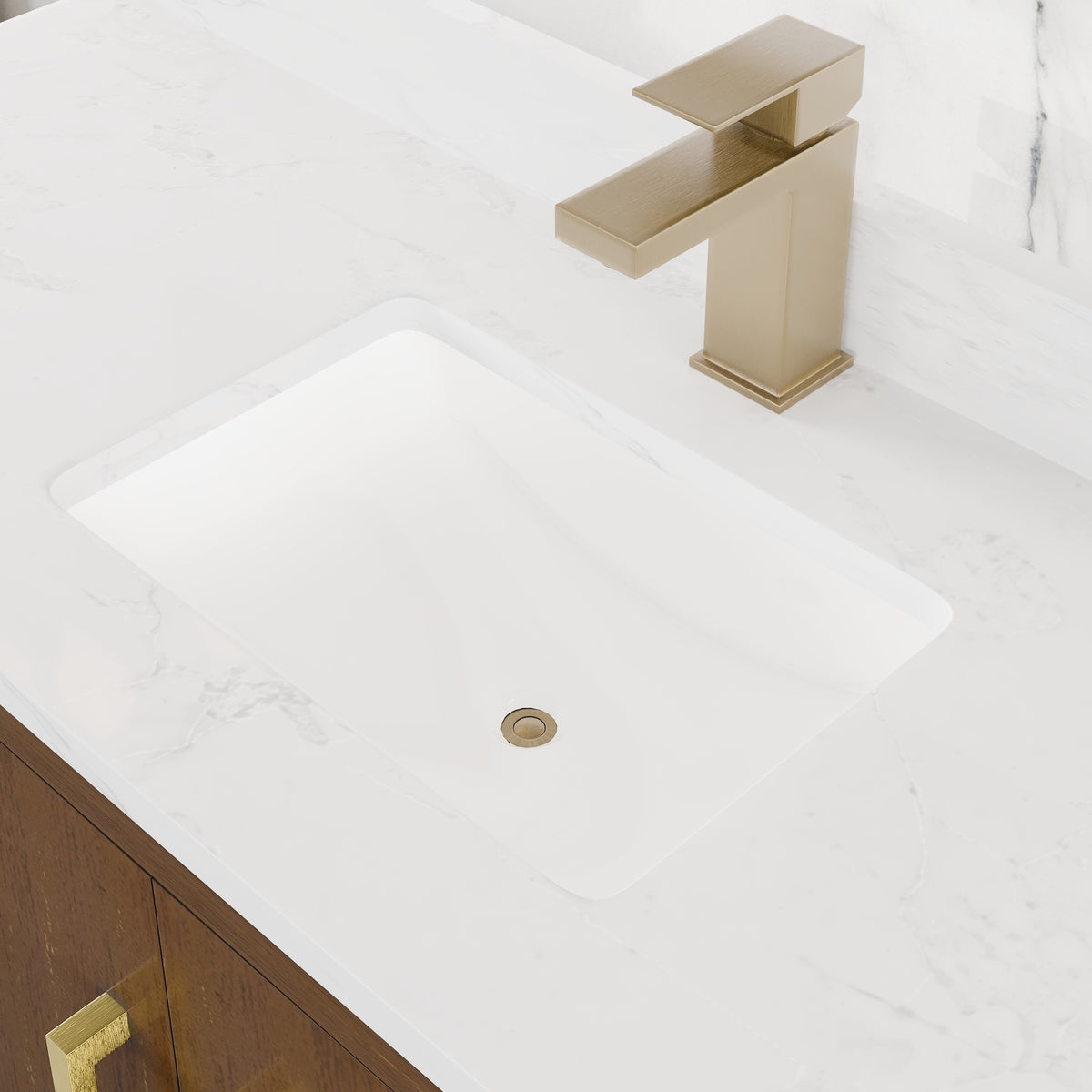 Curio 48 in. Walnut Single Sink Bath Vanity with Arabescato Engineered Stone Top and Undermount Porcelain Sink - Bathroom Vanity by Eviva