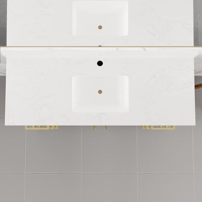 Curio 48 in. Walnut Single Sink Bath Vanity with Arabescato Engineered Stone Top and Undermount Porcelain Sink - Bathroom Vanity by Eviva