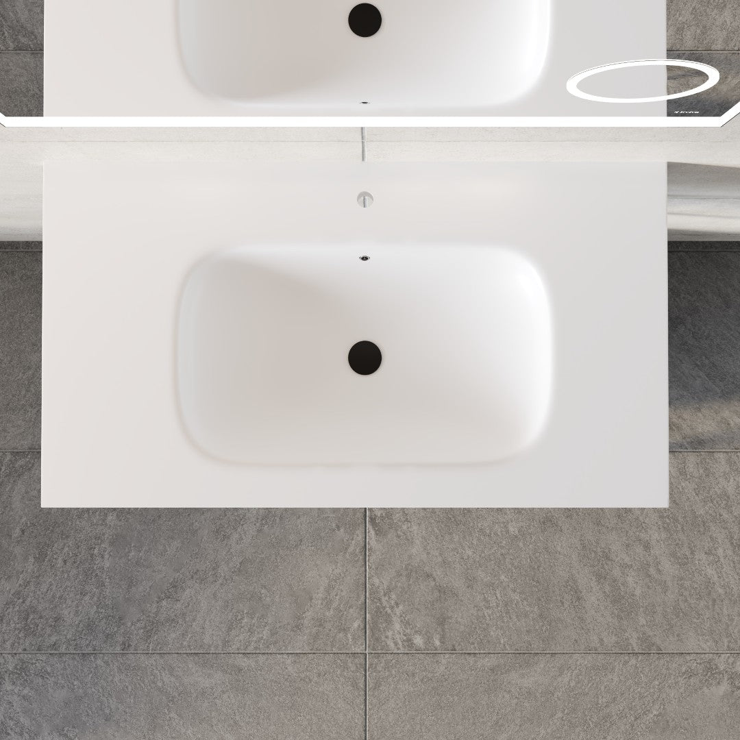 Lodge 36 in. Gray Single Sink Bath Vanity with Solid Surface Top and Integral Solid Surface Sink