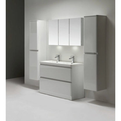 Glazzy 47 in. White Double Sink Bath Vanity with Acrylic Top and Integrated Sinks