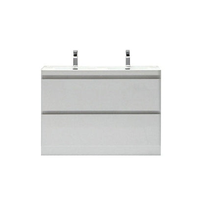 Glazzy 47 in. White Double Sink Bath Vanity with Acrylic Top and Integrated Sinks