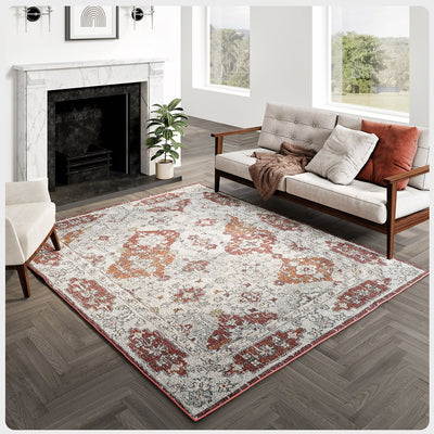 Mosaic 5' x 5' Damask Multicolor Rug