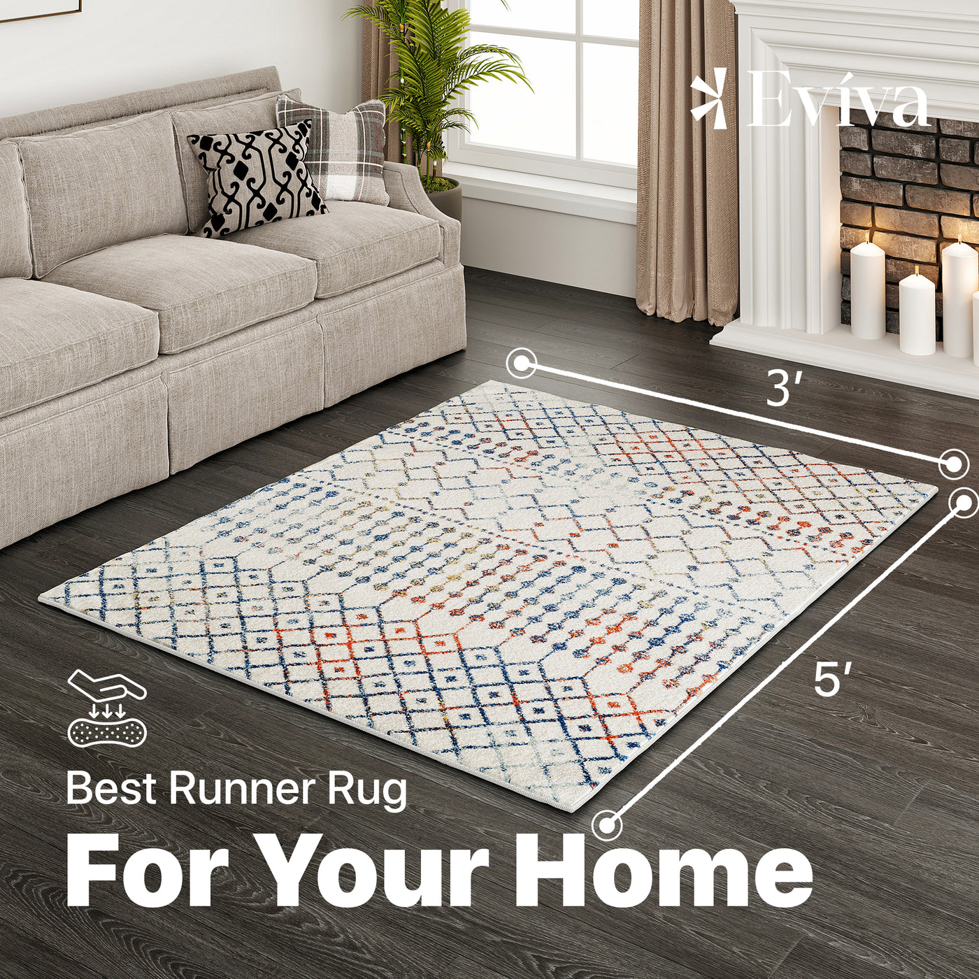 Grid 3' x 5' Geometric Multicolor Rug