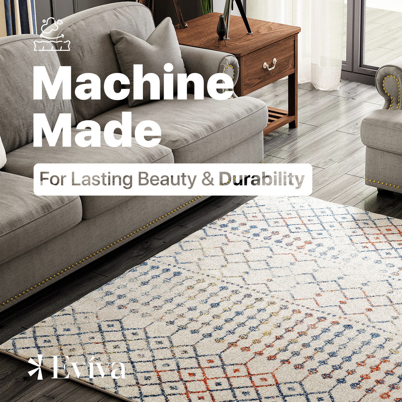 Grid 3' x 5' Geometric Multicolor Rug