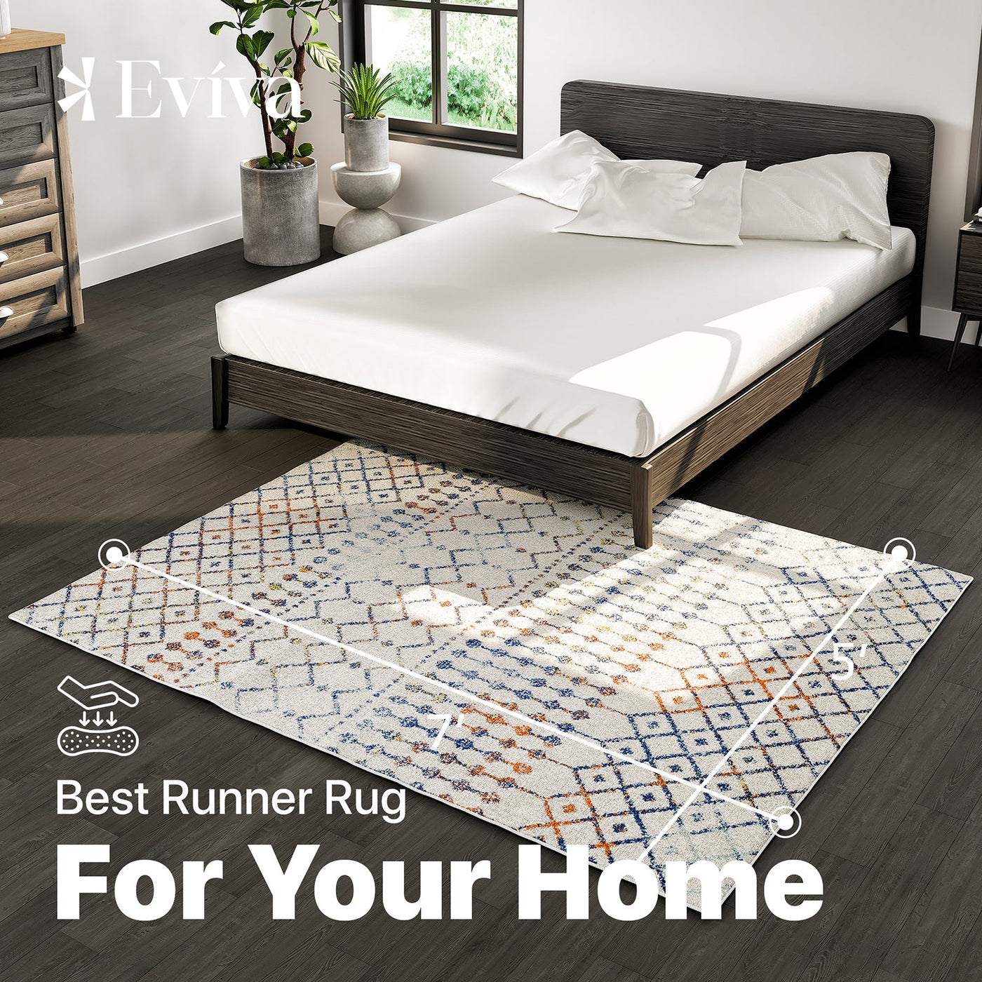 Grid 5' x 7' Geometric Multicolor Rug