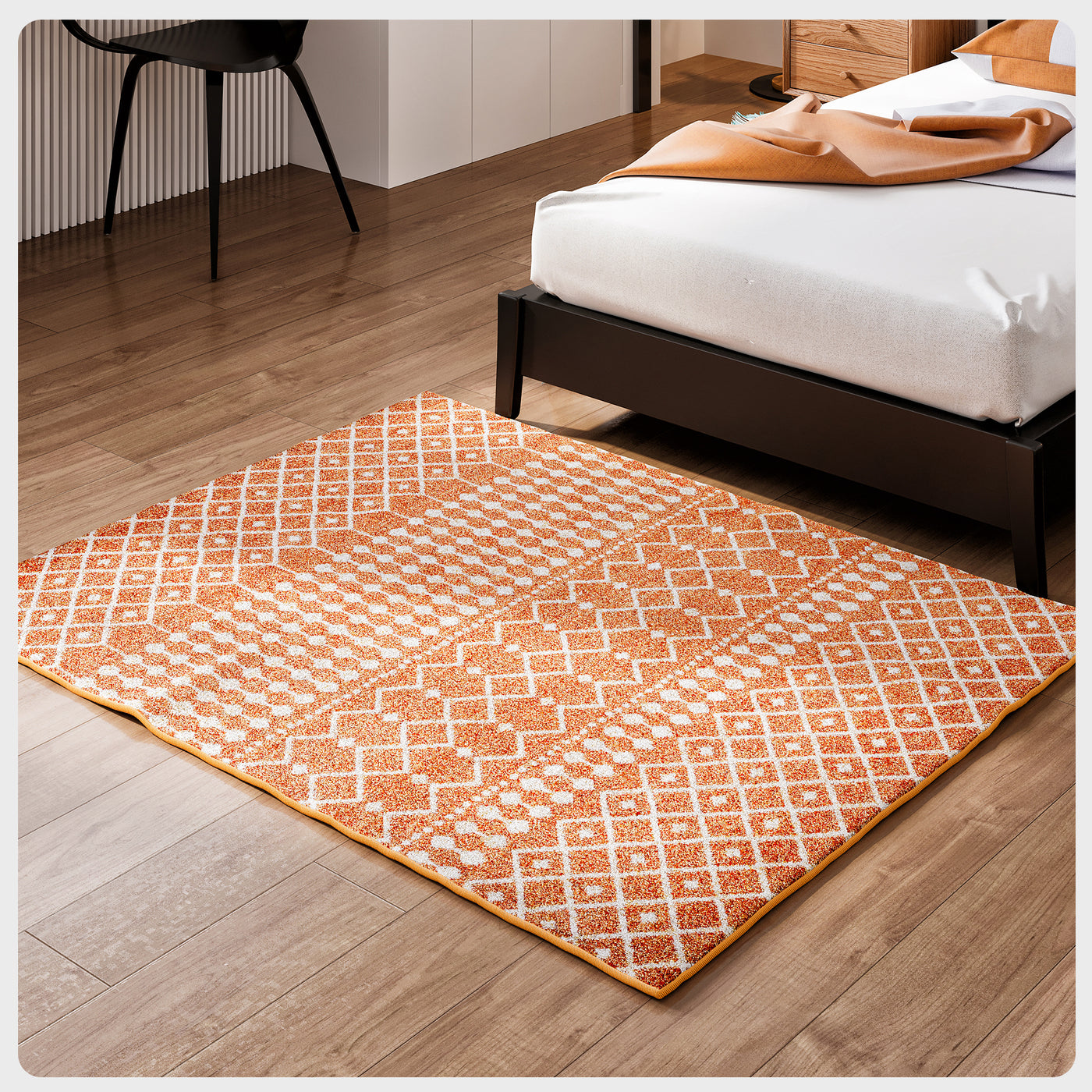 Grid 5' x 7' Geometric Orange/Cream Rug