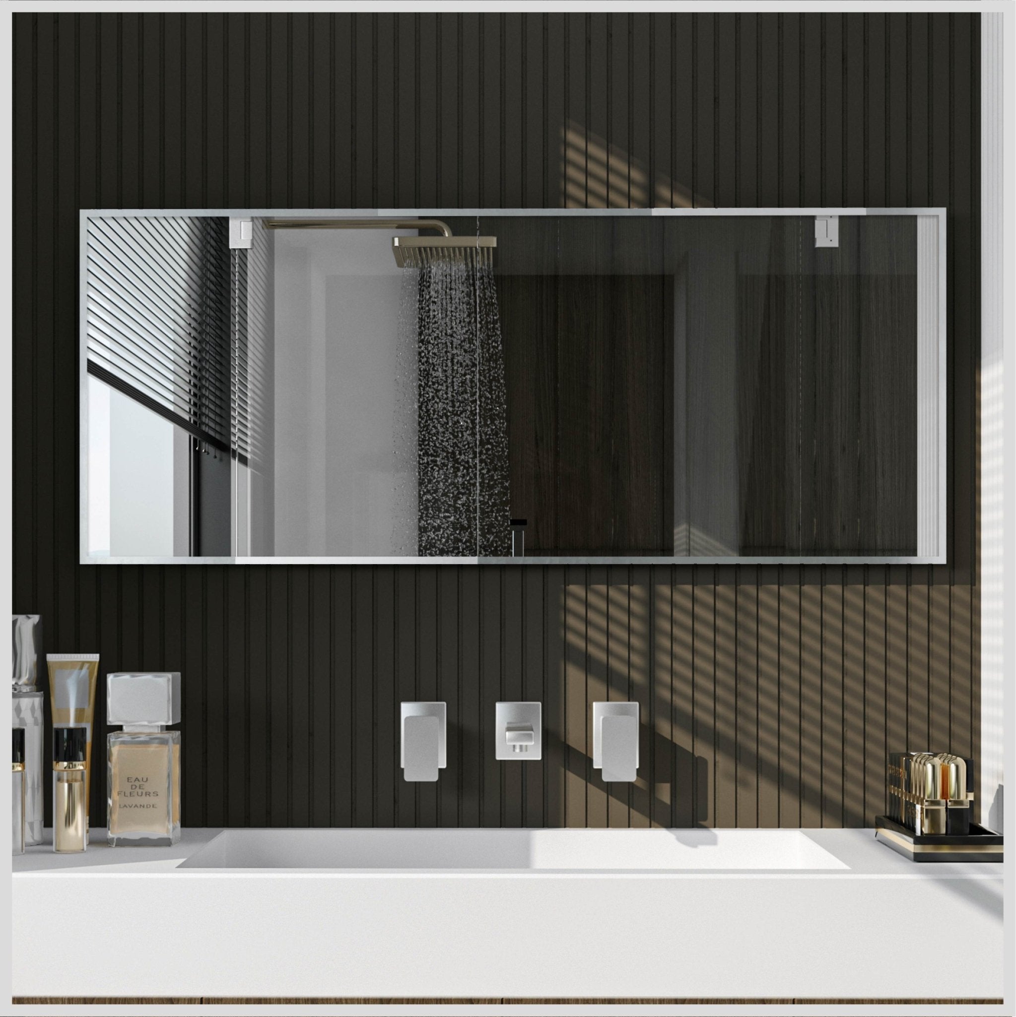 Eviva Sax 72" x 30" Rectangular Brushed Nickel Metal Framed Mirror - Mirror by Eviva