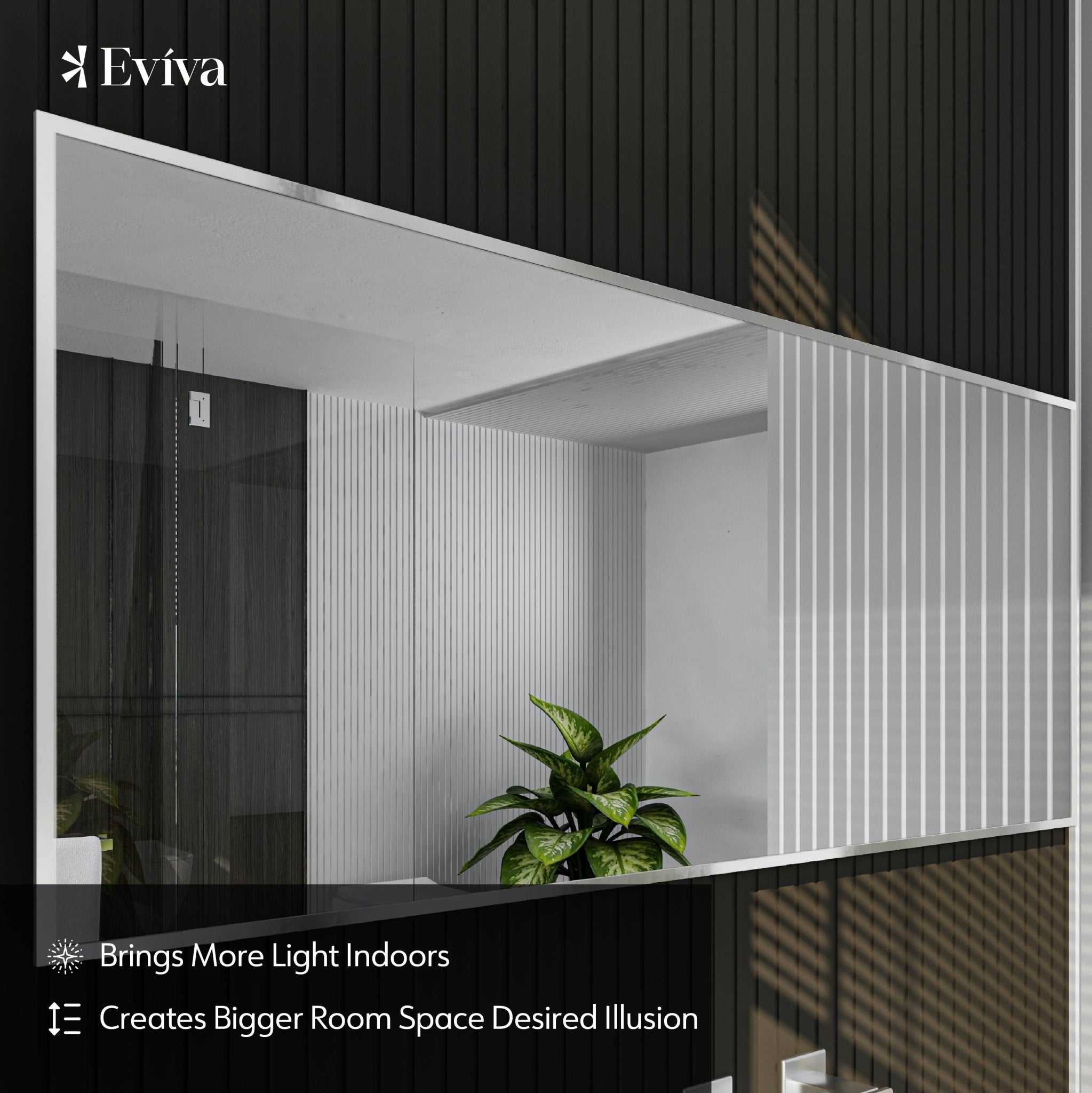 Eviva Sax 72" x 30" Rectangular Brushed Nickel Metal Framed Mirror - Mirror by Eviva