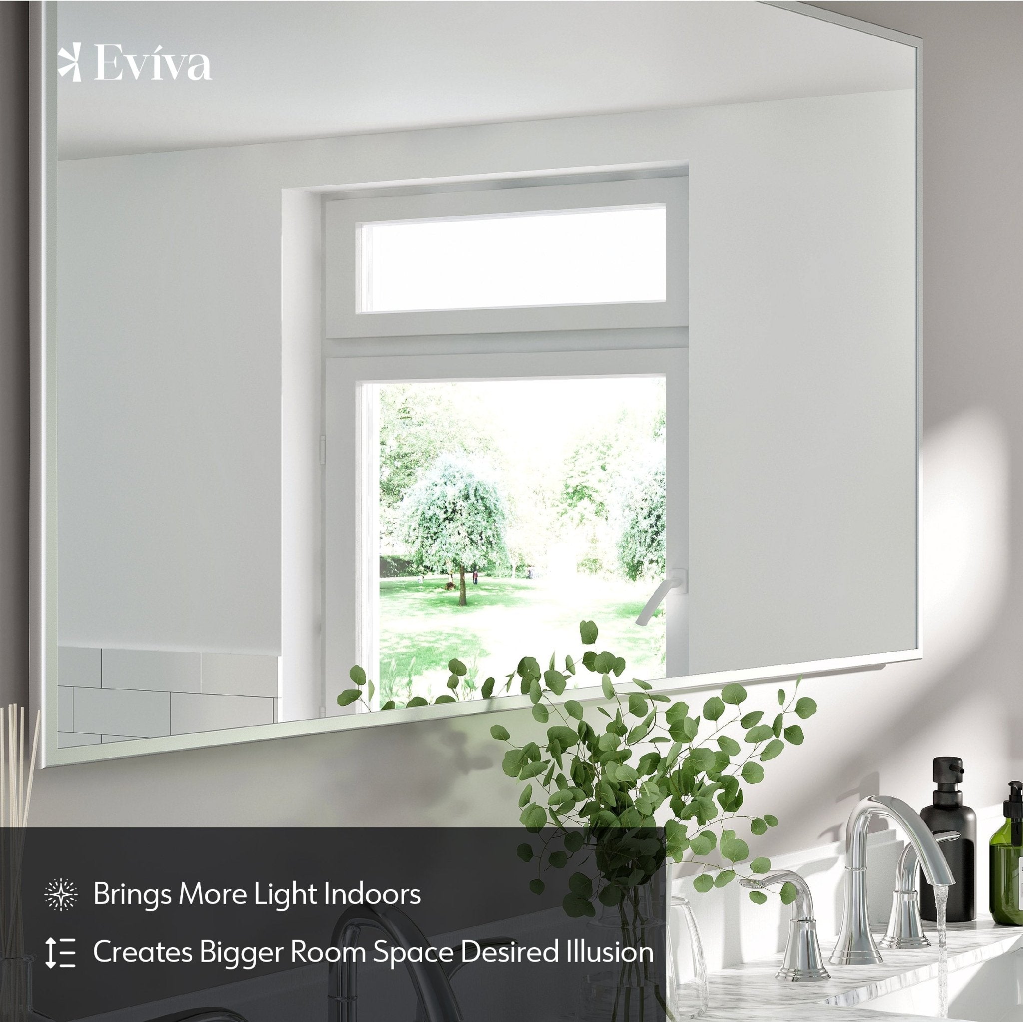 Eviva Sax 60" x 30" Rectangular Brushed Nickel Metal Framed Mirror - Mirror by Eviva