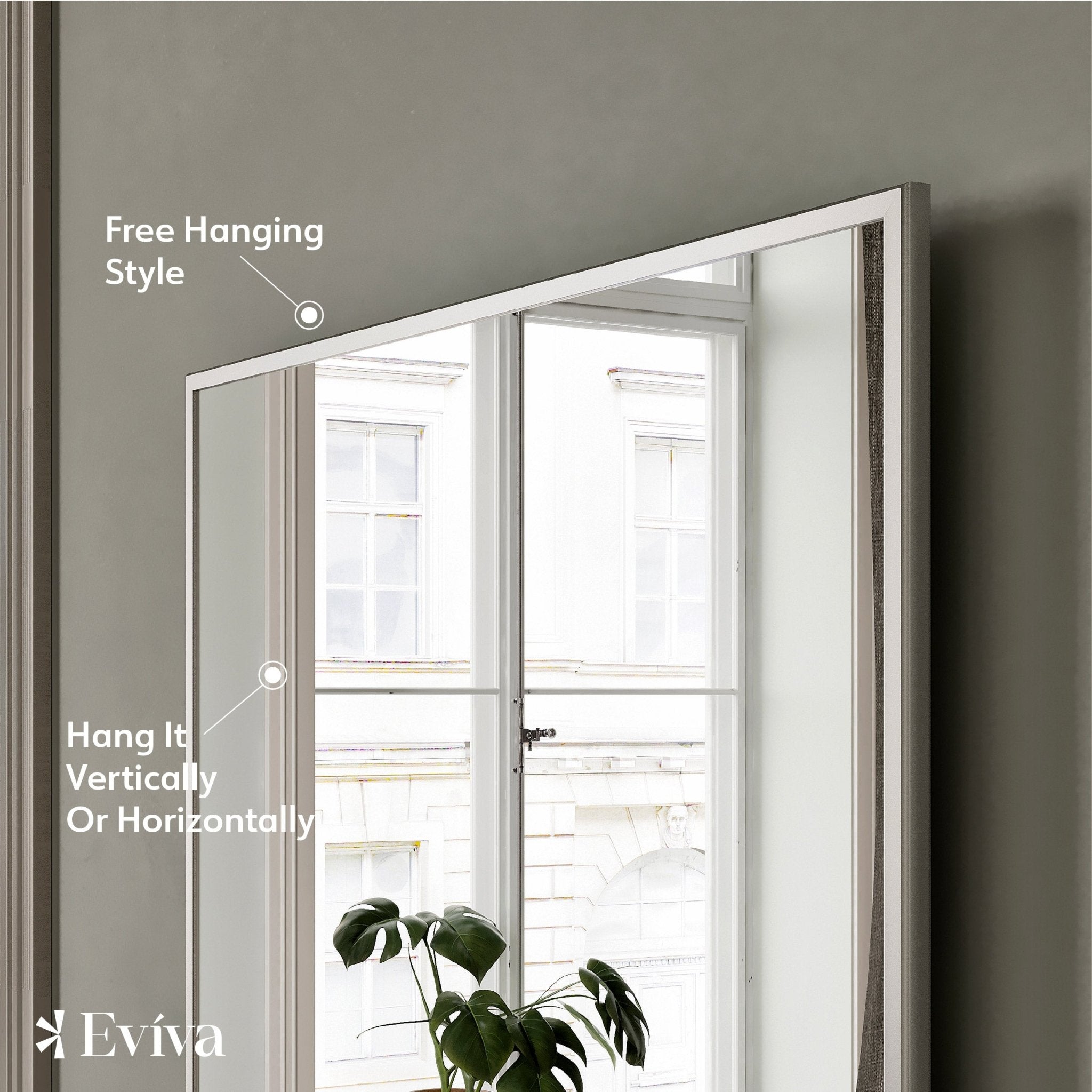 Eviva Sax 60" x 30" Rectangular Brushed Nickel Metal Framed Mirror - Mirror by Eviva