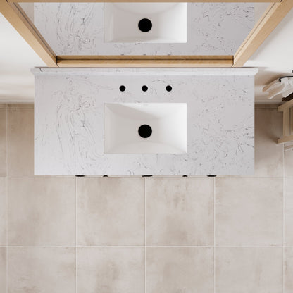 Artemis 42 in. Oak Single Sink Bath Vanity with Arabescato Engineered Stone Top and Undermount Porcelain Sink - Bathroom Vanity by Eviva
